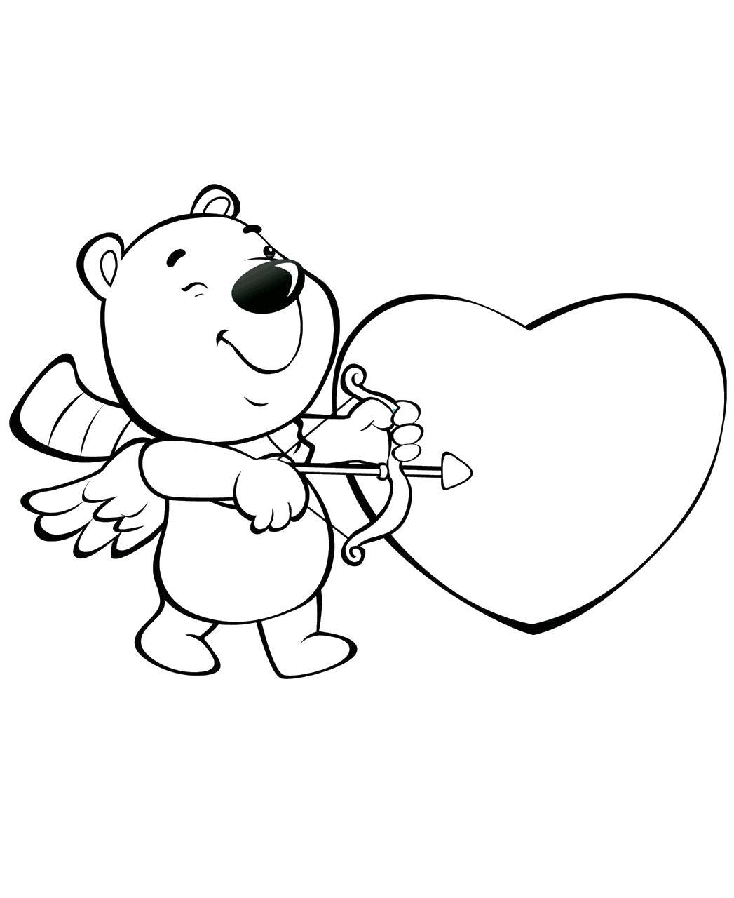 Coloring Winnie the Pooh Cupid. Category Cartoon character. Tags:  Cartoon character, Winnie the Pooh, Cupid, heart.