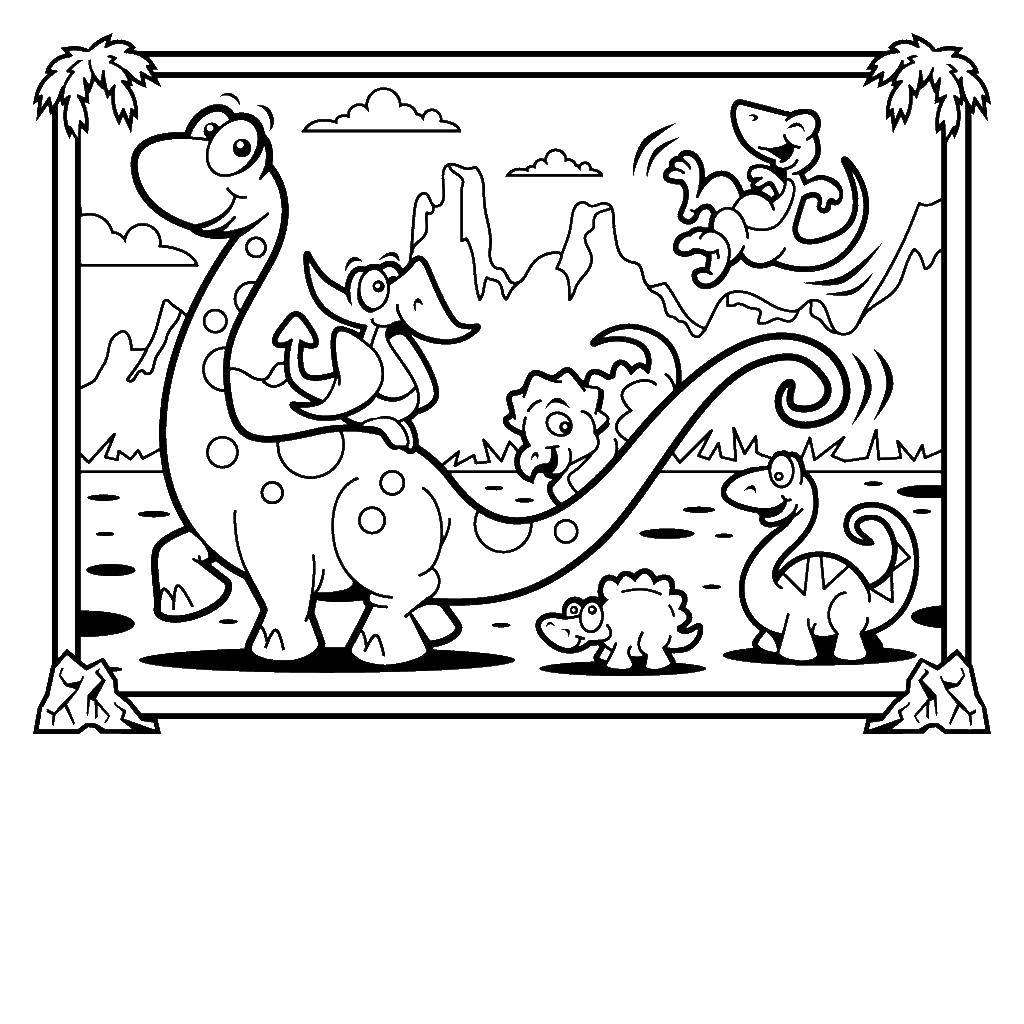 Coloring All the dinosaurs are friends. Category dinosaur. Tags:  Dinosaurs.