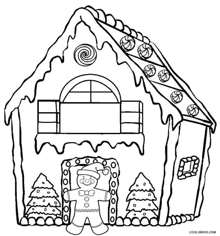 Название: Раскраска Зимний пряничный домик. Категория: Раскраски дом. Теги: Дом, здание.