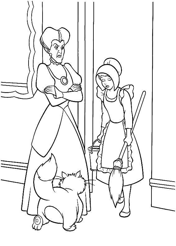 Coloring Cinderella and the evil Queen. Category Cinderella. Tags:  fairy tales , Cinderella.