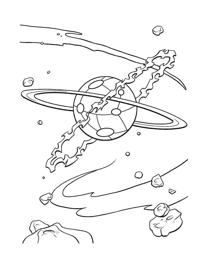 Розмальовки  Планета в космосі. Завантажити розмальовку - Космос, планета, Всесвіт, Галактика.  Роздрукувати ,космос,