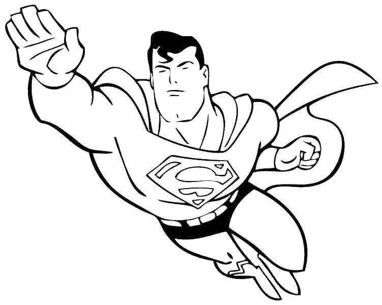 Розмальовки  Супермен летить.. Завантажити розмальовку супергерої, супермен.  Роздрукувати ,супергерої,