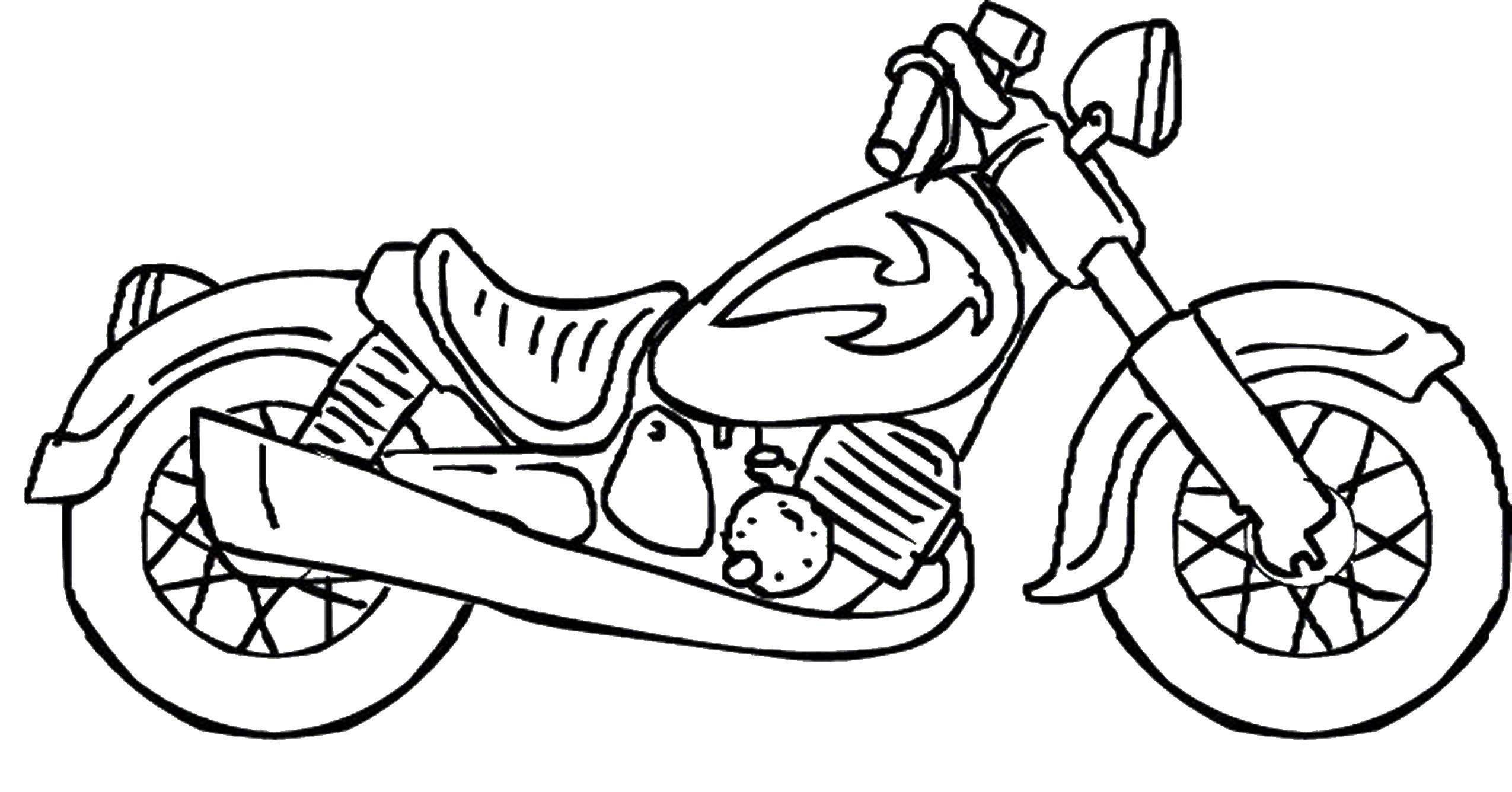 Название: Раскраска Байкерский мотоцикл. Категория: транспорт. Теги: Транспорт, мотоцикл.