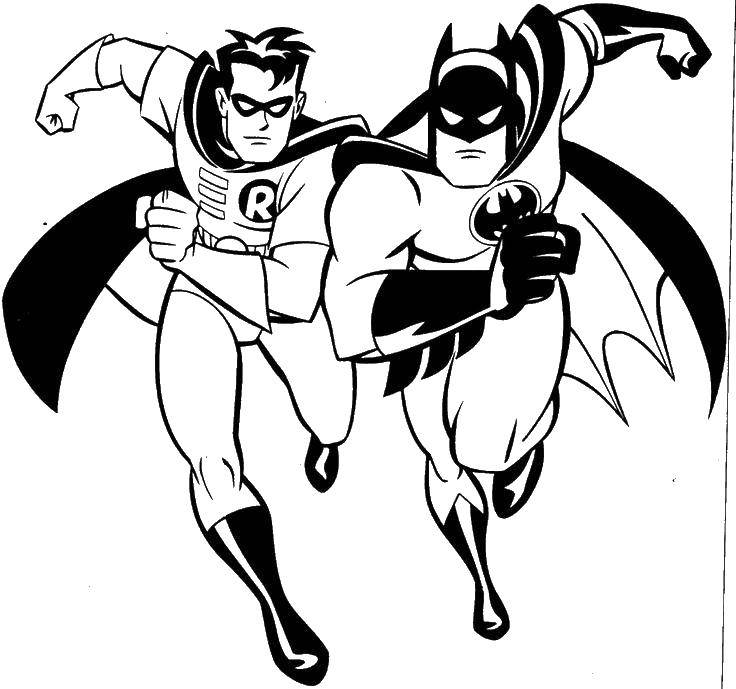 Coloring Batman and other superhero. Category superheroes. Tags:  .
