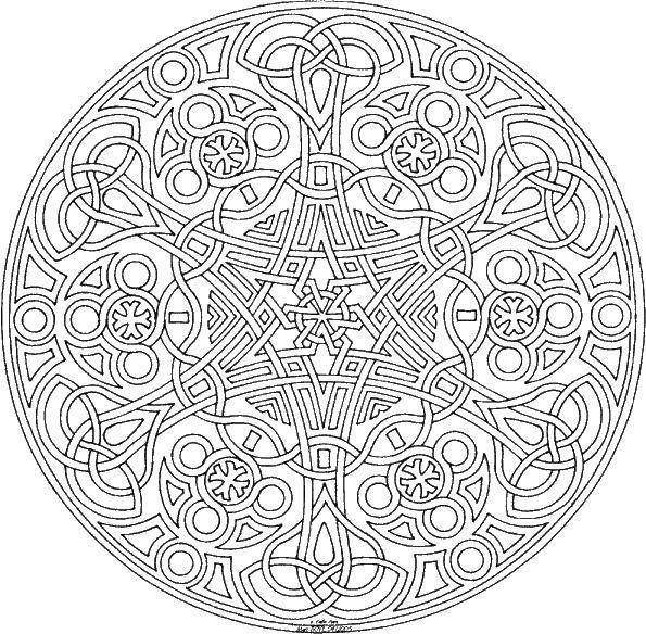 Название: Раскраска Геометрический цветок в кругу. Категория: узоры. Теги: Узоры, геометрические.
