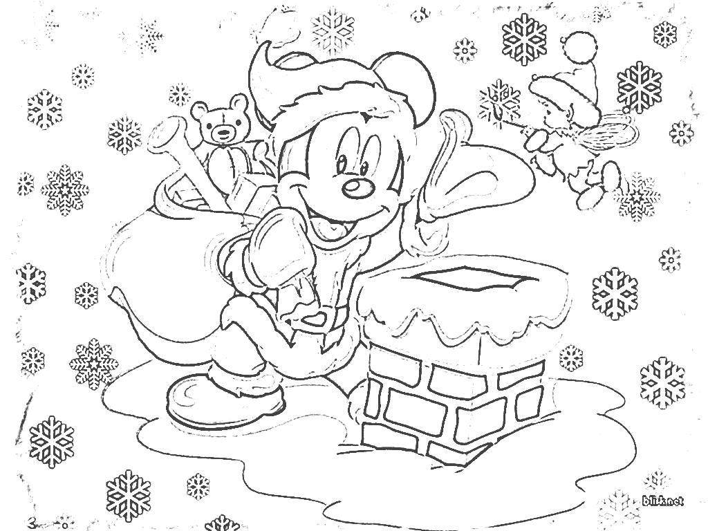 Название: Раскраска Микки санта клаус. Категория: Рождество. Теги: рождество, микки маус, санта.