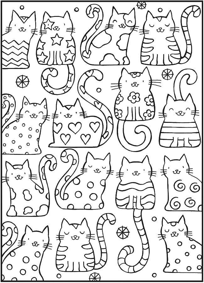 Coloring Cuties cats. Category coloring antistress. Tags:  Bathroom with shower.