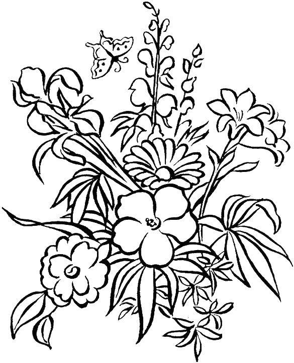 Coloring Cute bunch.. Category Patterns with flowers. Tags:  Flowers, bouquet.
