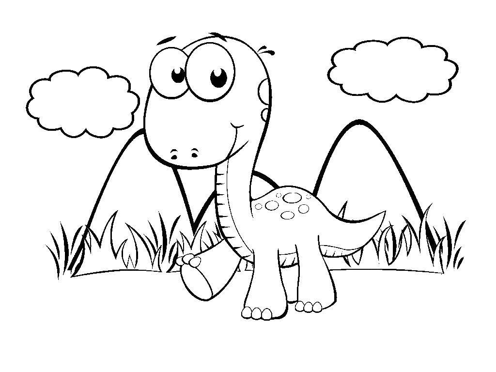 Название: Раскраска Милый маленький динозавр. Категория: динозавр. Теги: динозавр, природа, динозаврик.