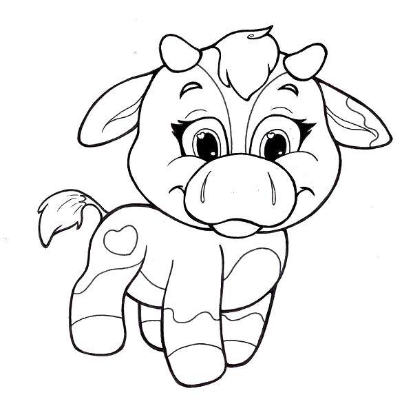 Coloring Cute calf. Category animals cubs . Tags:  Animals, calf.