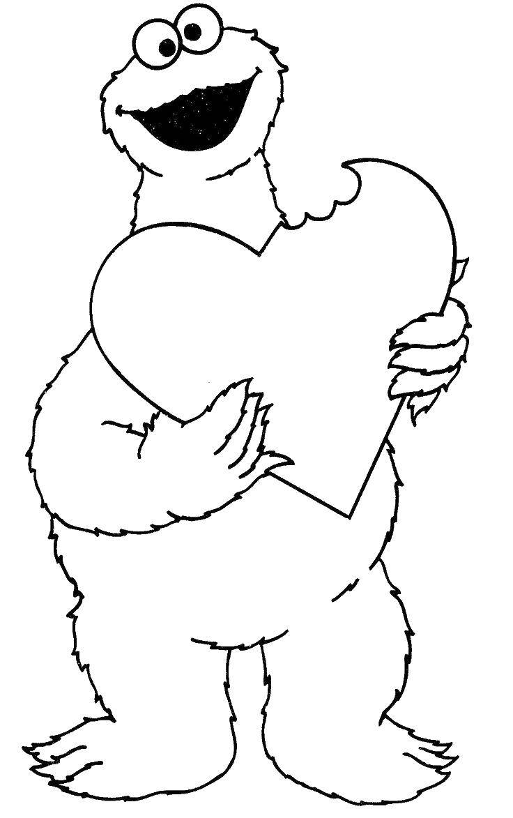 Coloring Monster eats the heart.. Category Coloring pages monsters. Tags:  monsters, little heart.