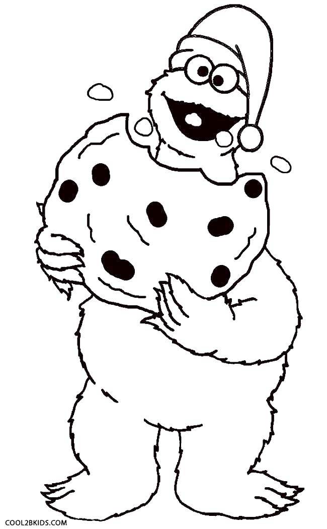 Coloring Monster eating a big cookie. Category Coloring pages monsters. Tags:  monsters, cookies.
