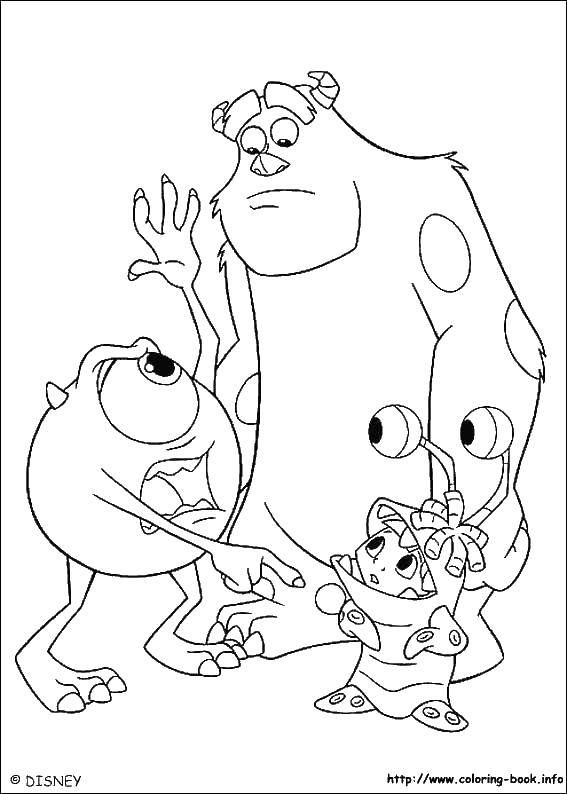Coloring Cartoon monsters Inc.. Category Coloring pages monsters. Tags:  monsters Inc., monsters.