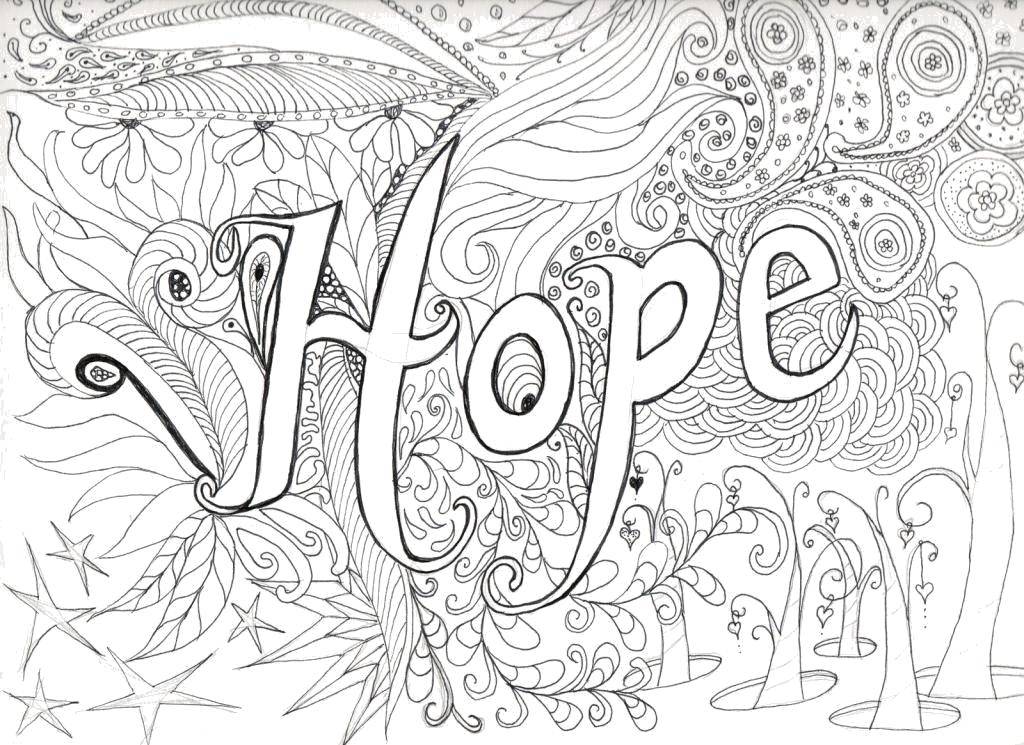 Coloring Hope. Category coloring. Tags:  hope, lettering, English.