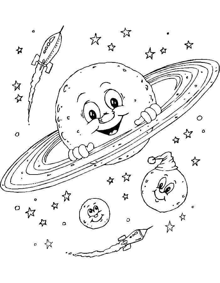 Coloring Planet. Category space. Tags:  space, planets, stars, rockets.