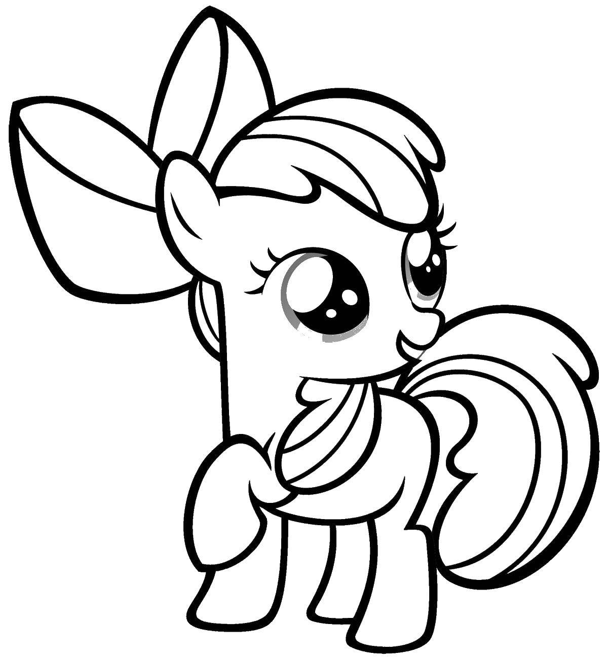 Coloring Pony with bow. Category my little pony. Tags:  my little pony, horse, bow.