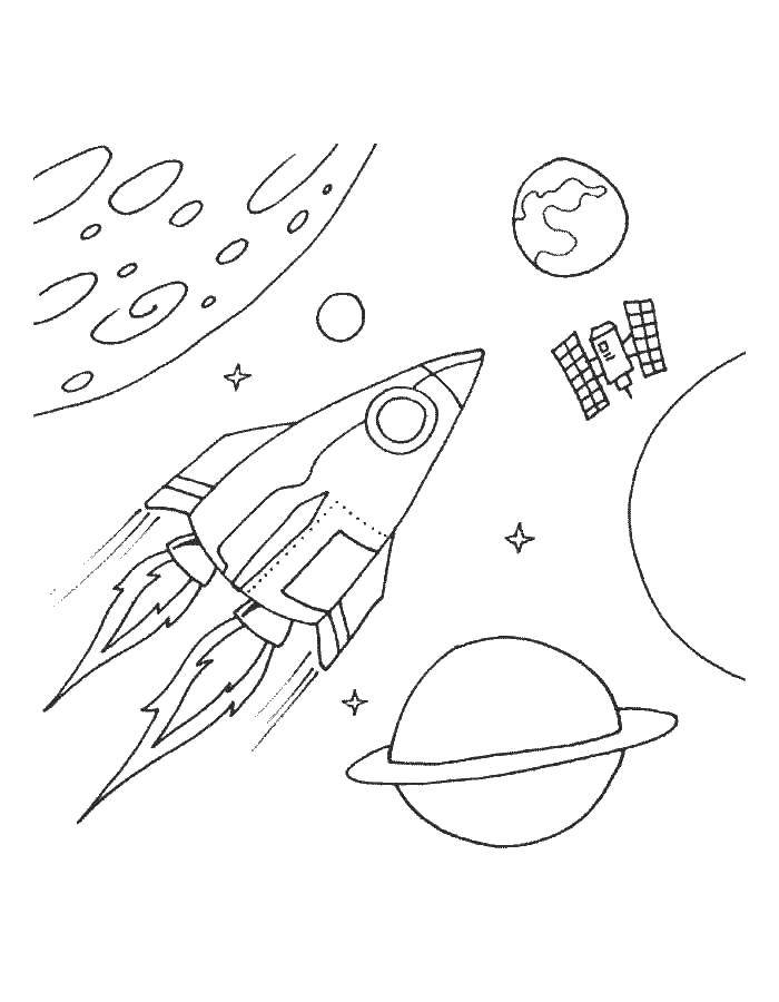 Раскраски 12 апреля - день космонавтики распечатать бесплатно