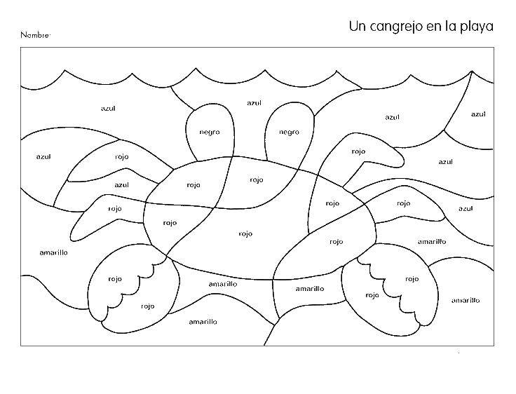 Coloring Coloring of the crab in Spanish. Category Spanish. Tags:  Spanish, coloring, crab.