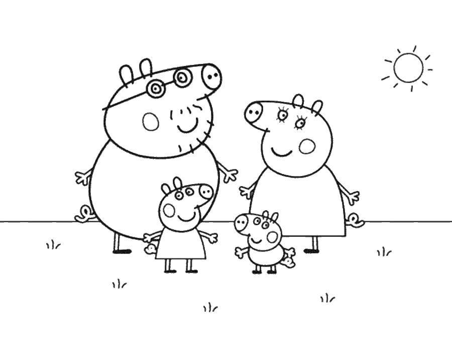 Coloring Family Pippi. Category Peppa Pig. Tags:  Peppa pig, cartoons.