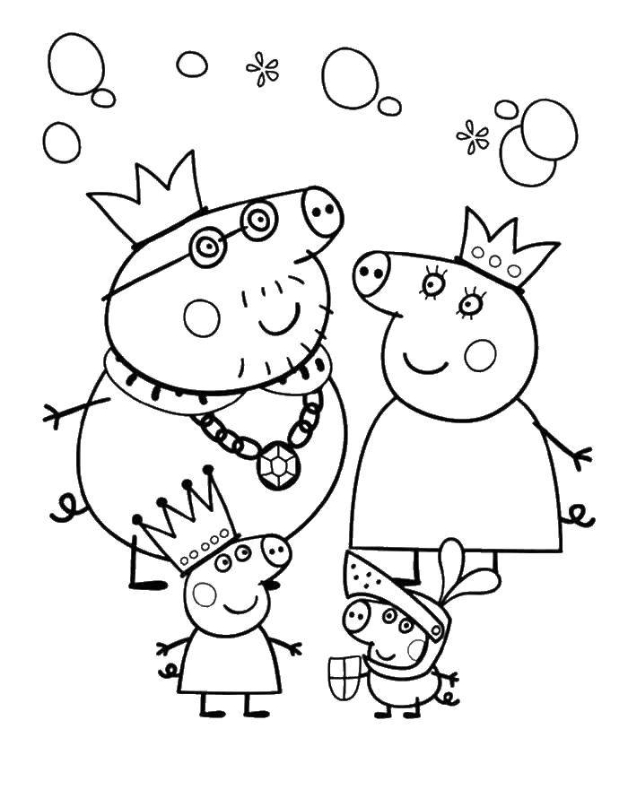 Coloring Family in peppa. Category Peppa Pig. Tags:  peppa pig, family, pigs.