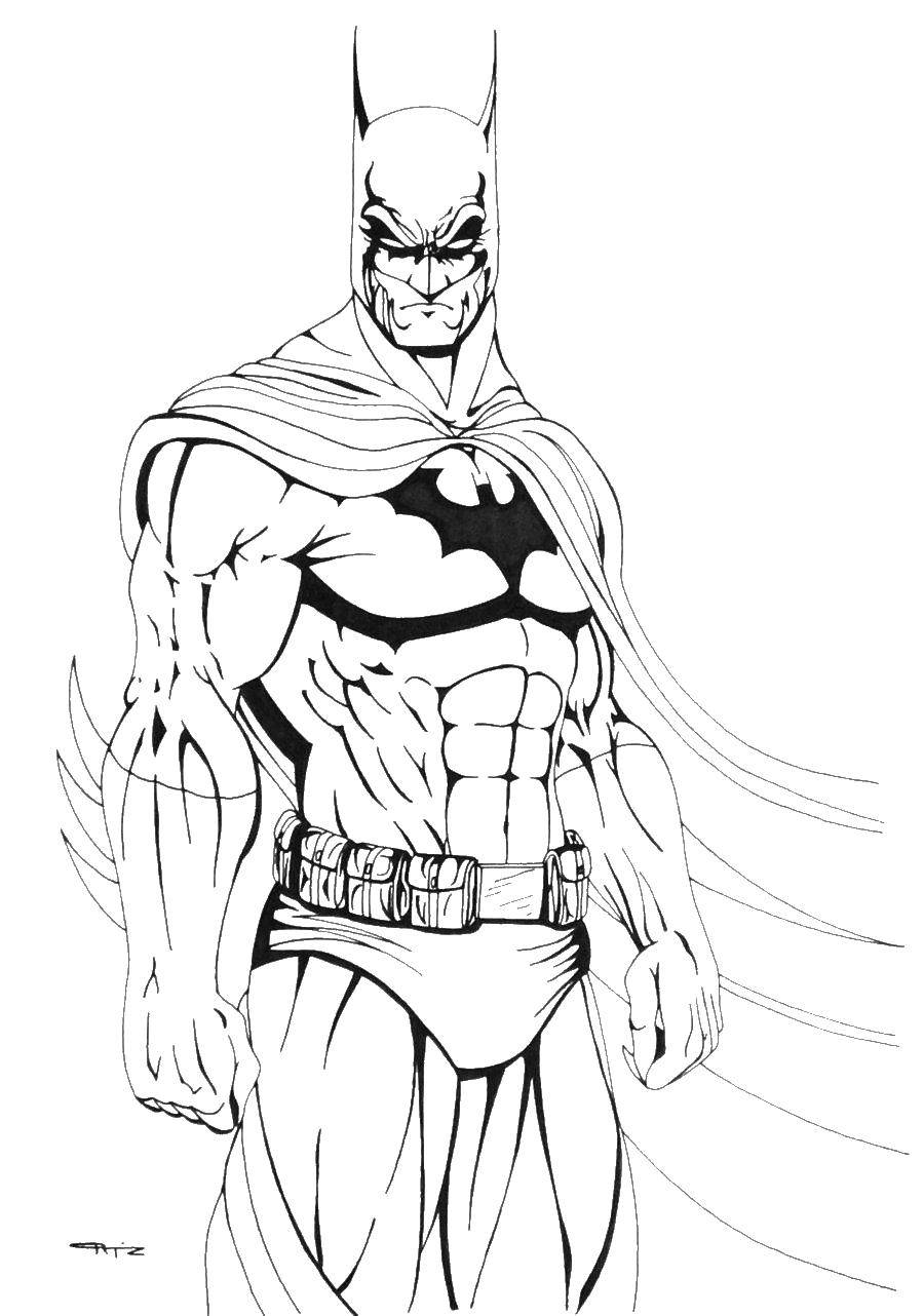 Название: Раскраска Сильный бэтмен. Категория: супергерои. Теги: супергерои, комиксы, марвел, бэтмен.