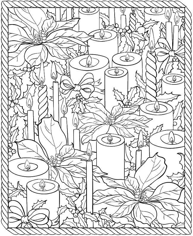 Coloring Candles among the flowers. Category Patterns with flowers. Tags:  Flowers.