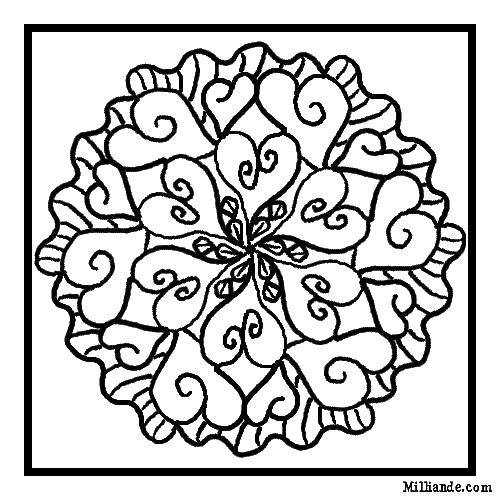 Coloring Flower of hearts. Category Patterns with flowers. Tags:  patterns, flowers, hearts.