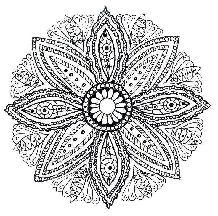 Coloring The flower is covered with patterns. Category coloring pages for teenagers. Tags:  Bathroom with shower, flowers.