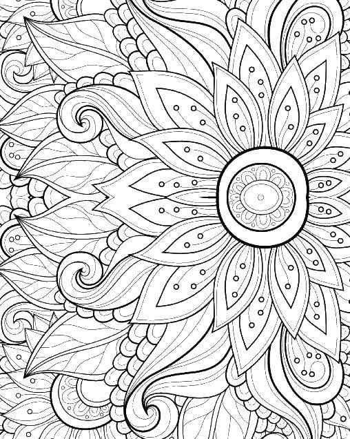 Coloring A flower with petals and patterns. Category coloring antistress. Tags:  the antistress, patterns, flower, petals.