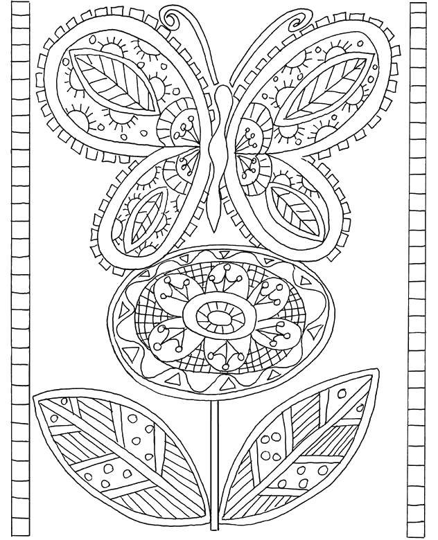 Coloring Pattern with butterfly on flower. Category Patterns with flowers. Tags:  Patterns, flower.