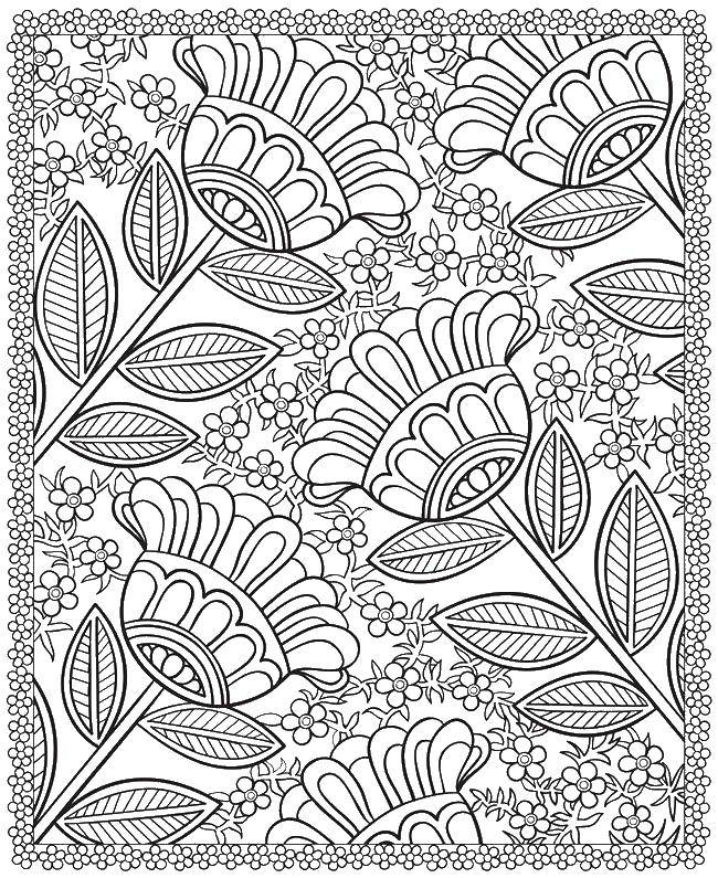 Coloring Patterned tulips. Category Patterns with flowers. Tags:  Patterns, flower.
