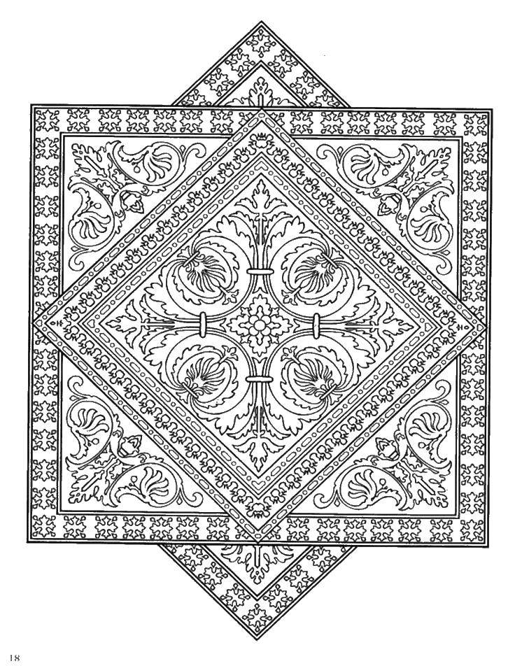 Coloring Patterned carpet. Category pattern . Tags:  Patterns, geometric.