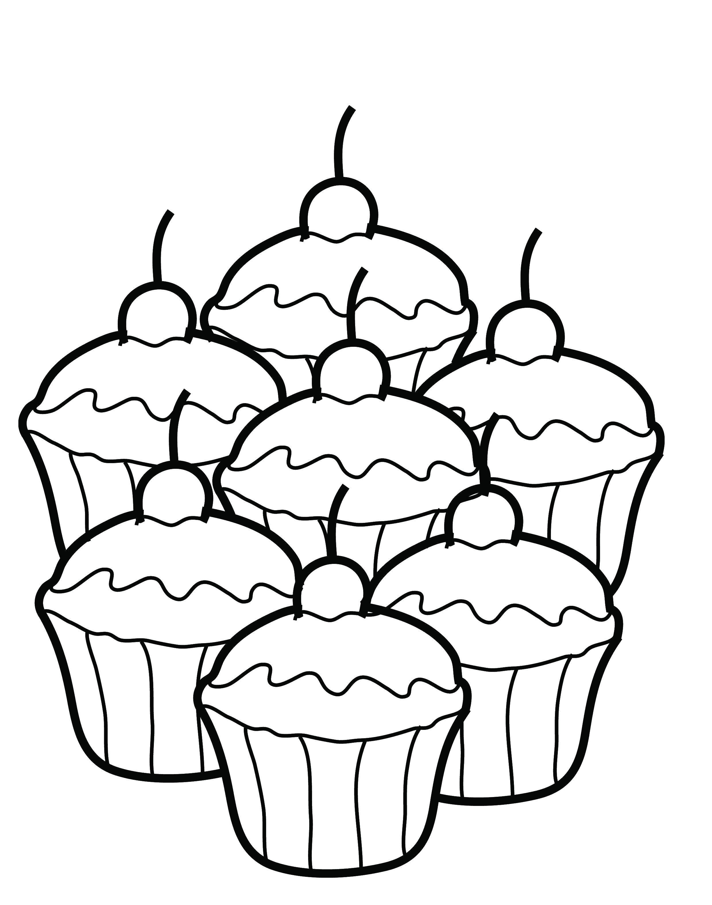 Coloring Cherry on top cupcakes. Category sweets. Tags:  Sweets.