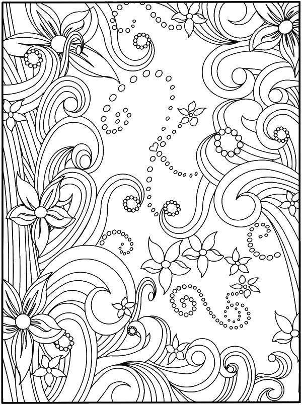 Coloring Swirls and flowers. Category Patterns with flowers. Tags:  patterns, flowers.