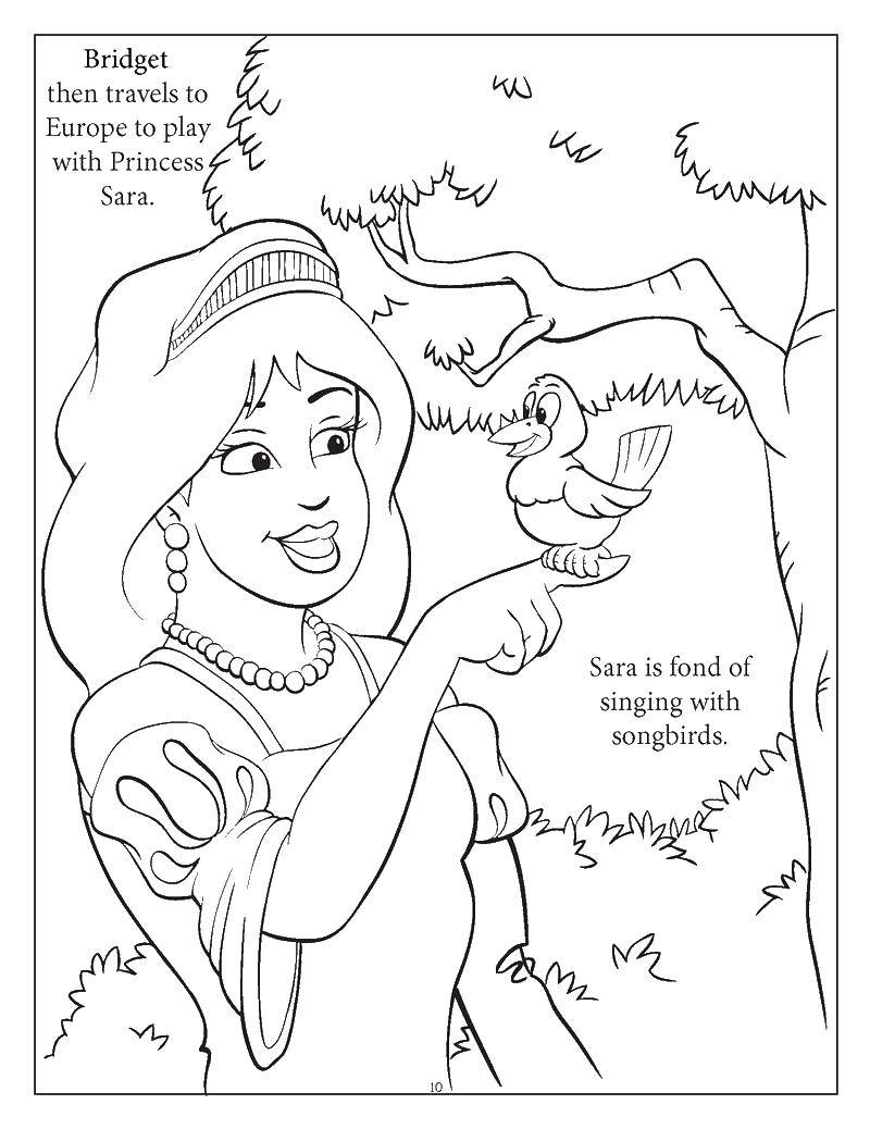 Опис: розмальовки  Принцеса сара і пташка. Категорія: принцеса. Теги:  принцеси, птах.