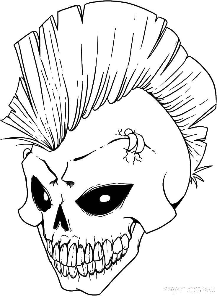 Coloring Skull with a Mohawk. Category skull. Tags:  Skull.