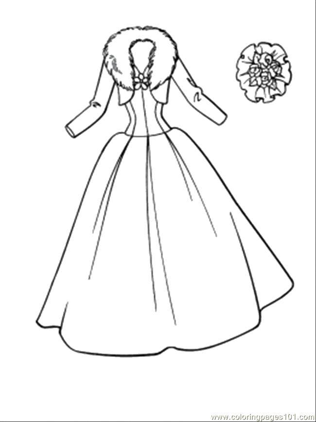 Название: Раскраска Для зимней свадьбы. Категория: Платья. Теги: Одежда, платье.