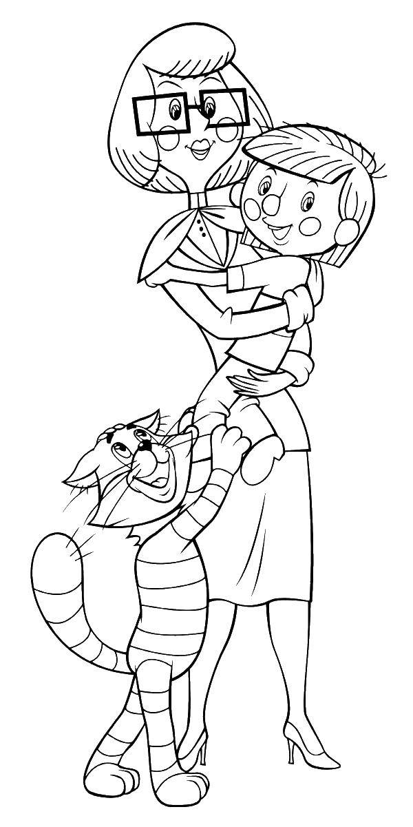 Название: Раскраска Дядя фёдор с мамой и матроскиным. Категория: мама. Теги: Персонаж из мультфильма, Простоквашино .