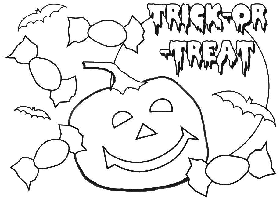 Coloring Trick or treat?. Category Halloween. Tags:  Halloween, pumpkin.