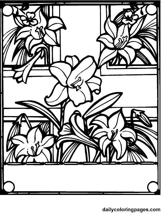 Coloring Cross and lilies. Category coloring pages cross. Tags:  Cross.