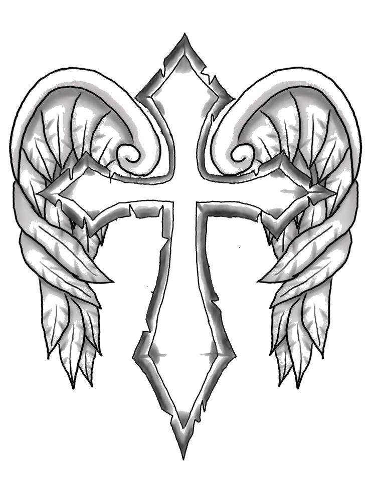Coloring Wings on the cross. Category coloring pages cross. Tags:  Cross.