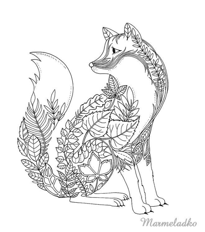Coloring Fox hardwood pattern. Category coloring antistress. Tags:  Patterns, animals.