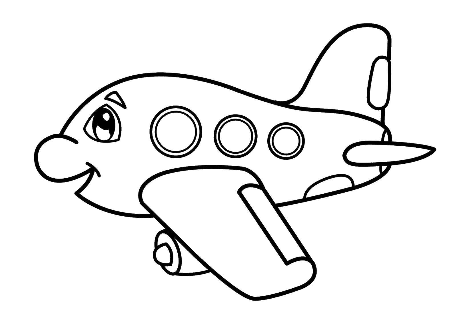Название: Раскраска Милый самолётик. Категория: Самолеты. Теги: Самолёт.
