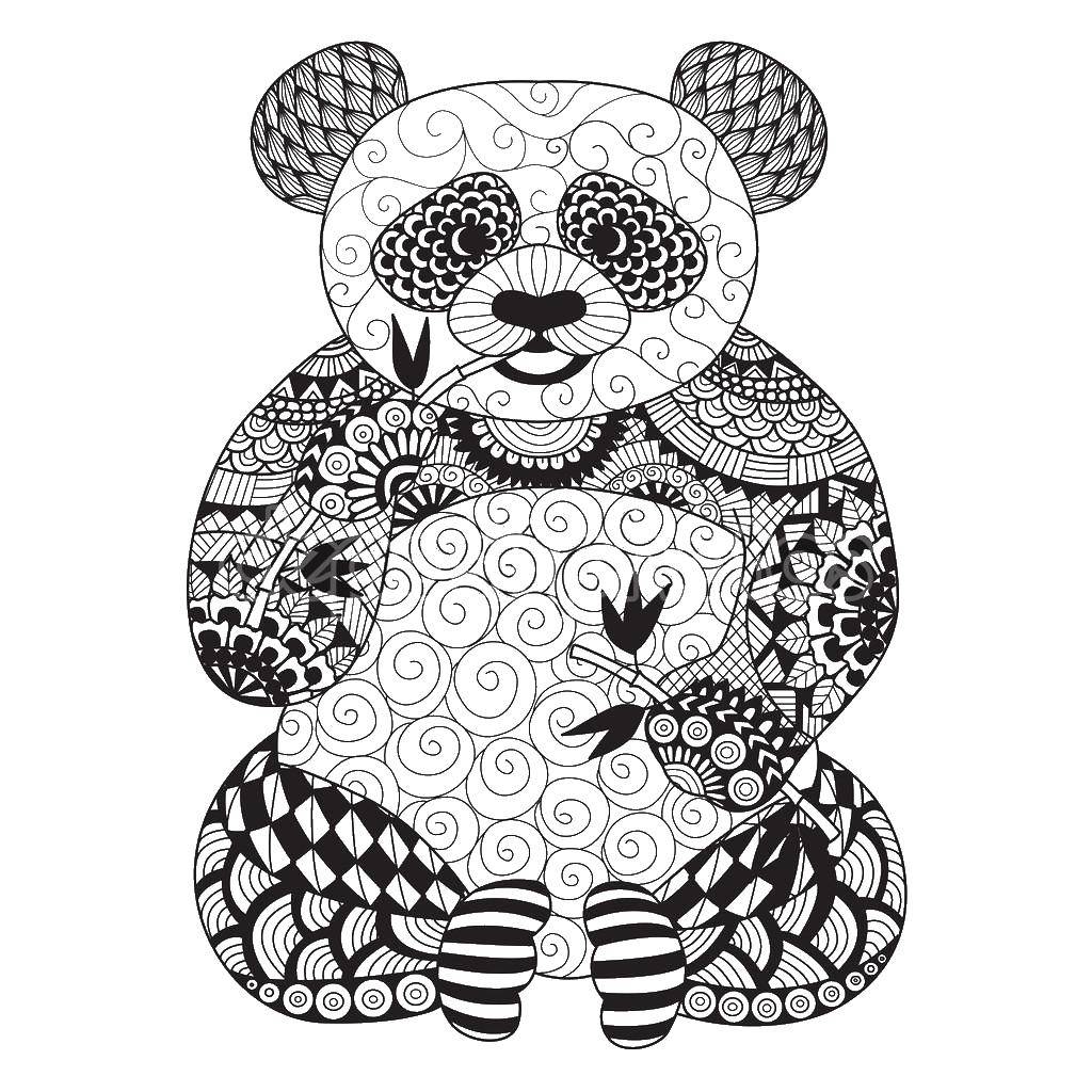 Название: Раскраска Мишка панда в узорчиках. Категория: узоры. Теги: Антистресс.