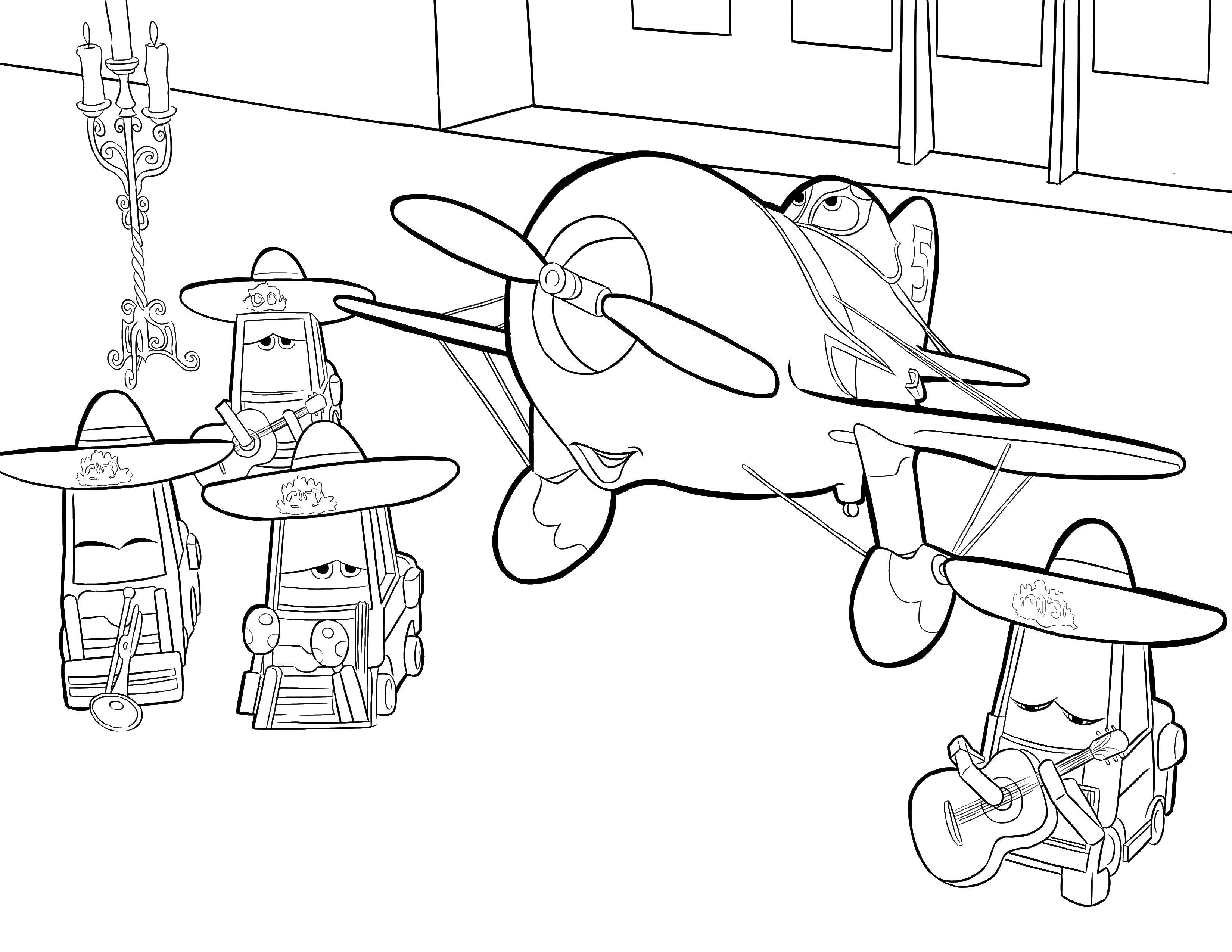 Раскраски для мальчиков Самолет из мультфильма