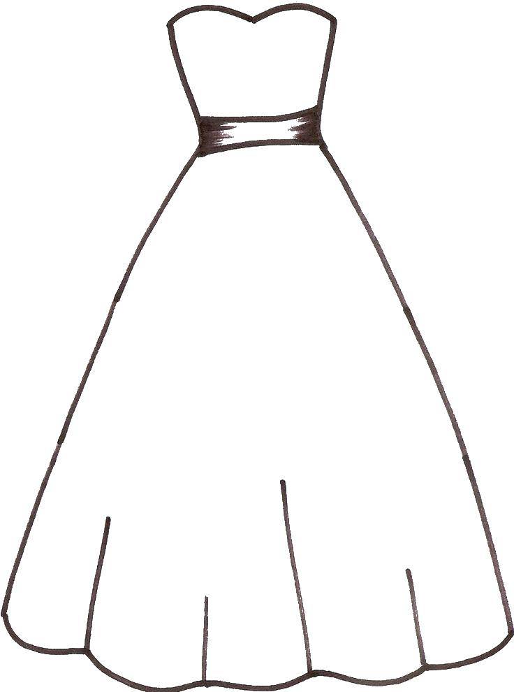 Название: Раскраска Платье с пояском. Категория: Платья. Теги: Одежда, платье.