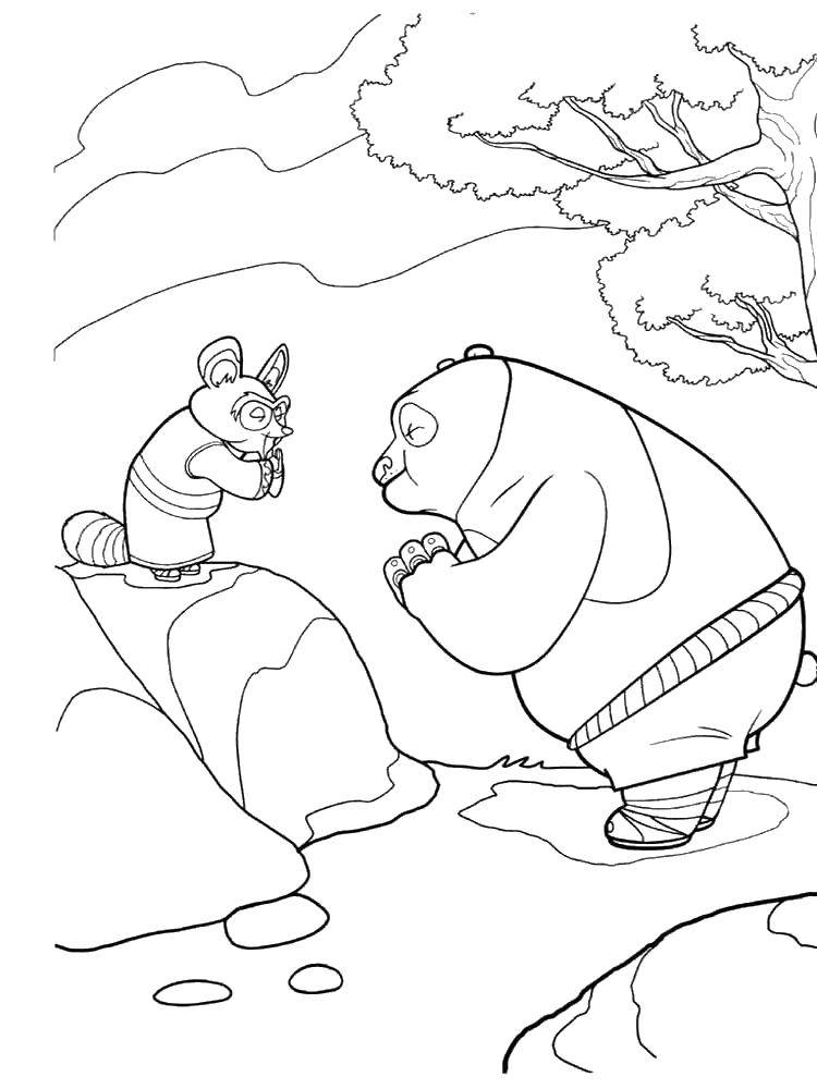 Название: Раскраска По и сенсей. Категория: кунг фу панда. Теги: Персонаж из мультфильма.