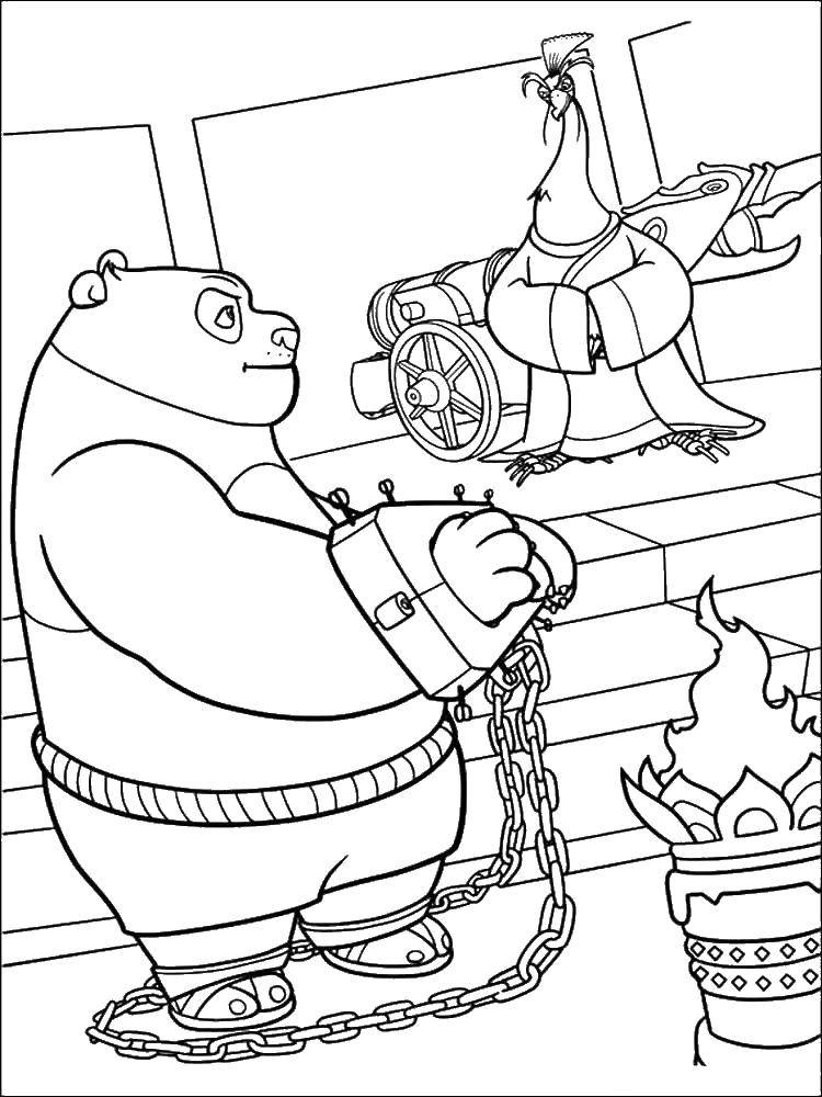 Название: Раскраска По в наручниках. Категория: кунг фу панда. Теги: Персонаж из мультфильма.