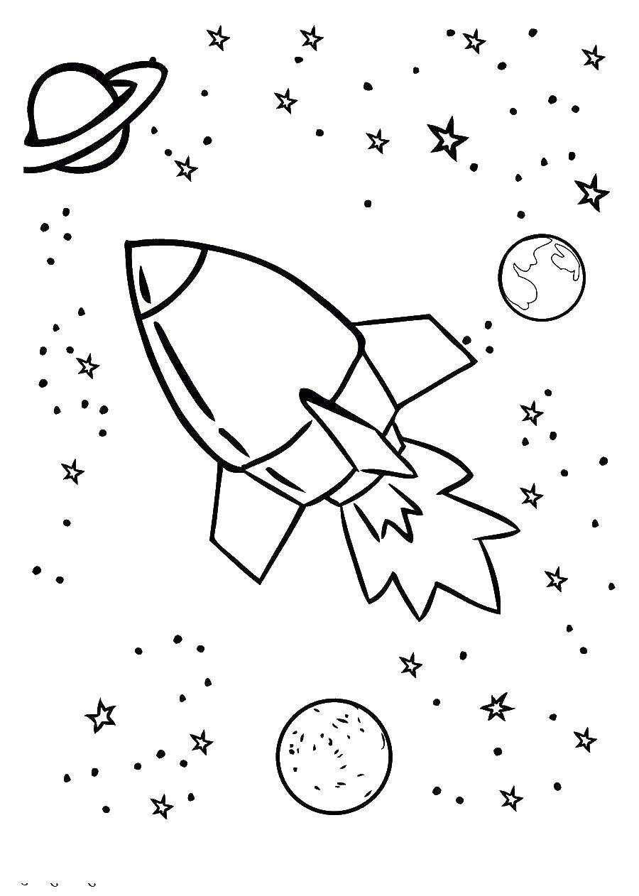 Coloring Rocket in space. Category spaceships. Tags:  rocket.