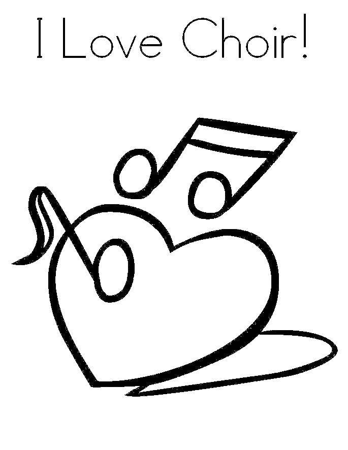 Название: Раскраска Сердечко с нотами. Категория: Музыка. Теги: музыка, сердце.